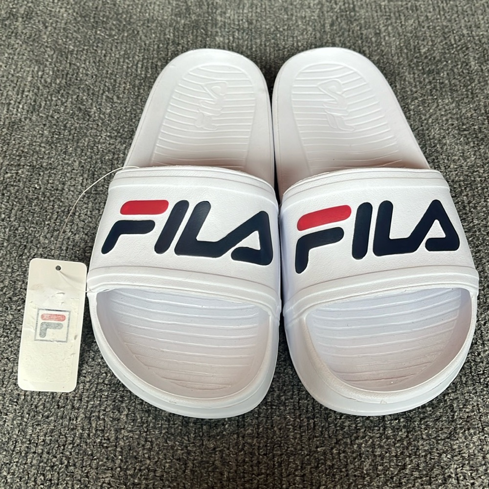Fila white slides sandals new